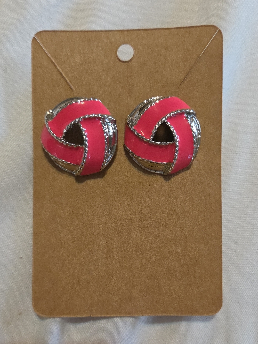Pink And Silver Earrings